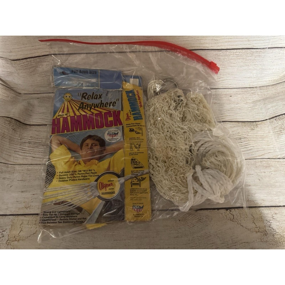 Vintage Algoma Relax Anywhere Hammock Nylon Net Adult 36" x 80"  TubC